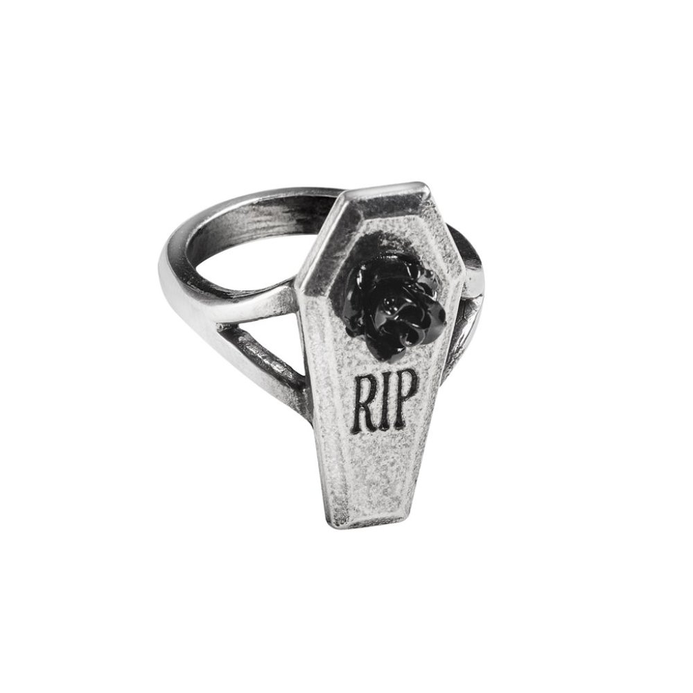 Alchemy Gothic RIP Rose Casket Ring Sizes 6-9.5 - Picture 4 of 6